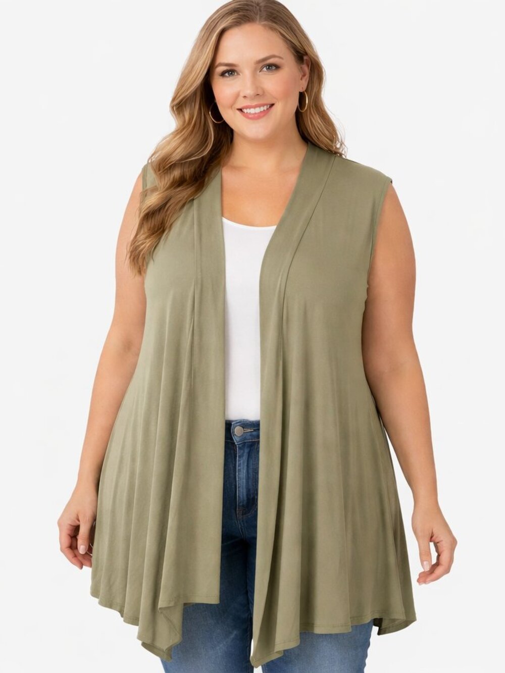 Zenana Sage Green Open Front Cardigan Women’s XXL 2X Soft Stretch Resortwear NWT